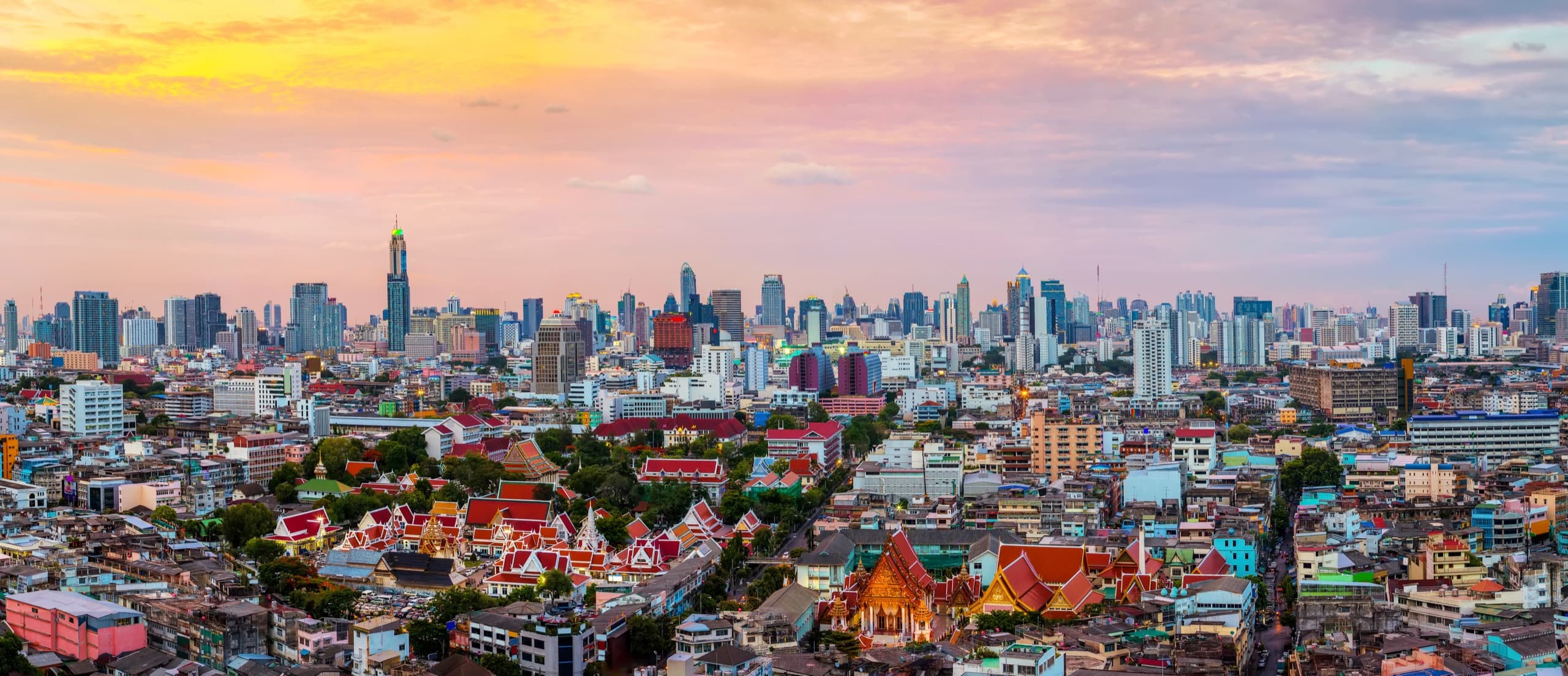 Bangkok city skyline at sunset